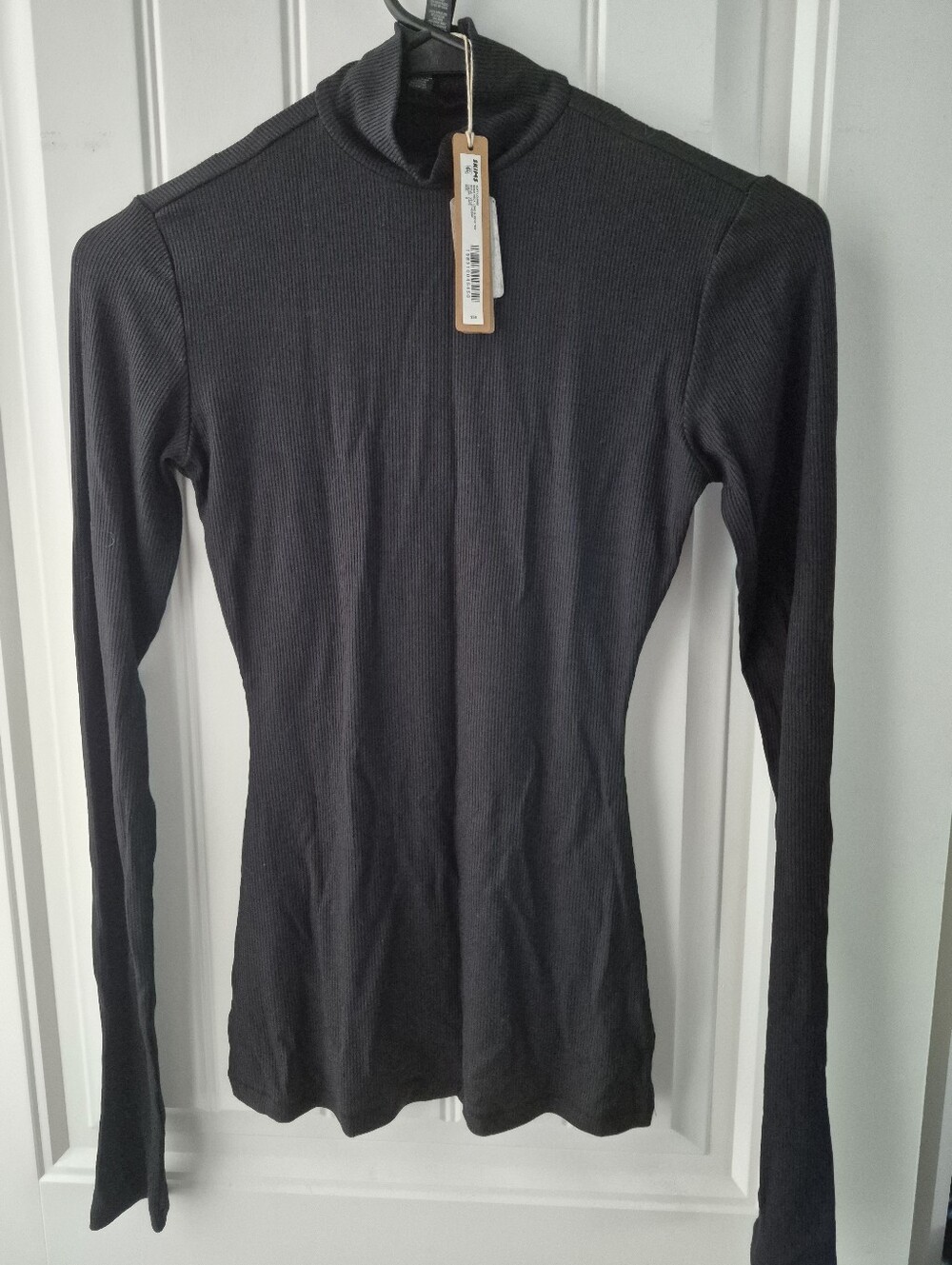 SKIMS Black Ribbed Long-Sleeve Mockneck Top
